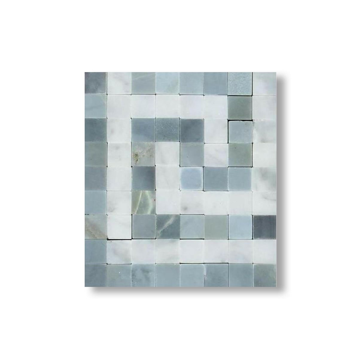Carrara White Marble Honed Greek Key Border Corner w/ Blue-Gray Dots - American Tile Depot