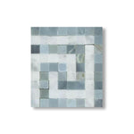 Carrara White Marble Honed Greek Key Border Corner w/ Blue-Gray Dots - American Tile Depot