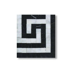 Carrara White Marble Honed Greek Key Border Corner w/ Black Dots - American Tile Depot