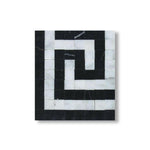 Carrara White Marble Honed Greek Key Border Corner w/ Black Dots - American Tile Depot