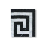 Carrara White Marble Honed Greek Key Border Corner w/ Black Dots - American Tile Depot