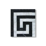 Carrara White Marble Honed Greek Key Border Corner w/ Black Dots - American Tile Depot