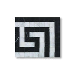 Carrara White Marble Honed Greek Key Border Corner w/ Black Dots - American Tile Depot