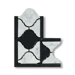 Carrara White Marble Polished Lantern Border Corner w/ Black Dots - American Tile Depot