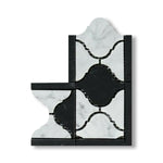 Carrara White Marble Polished Lantern Border Corner w/ Black Dots - American Tile Depot