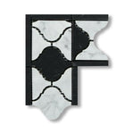 Carrara White Marble Polished Lantern Border Corner w/ Black Dots - American Tile Depot