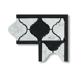 Carrara White Marble Polished Lantern Border Corner w/ Black Dots - American Tile Depot