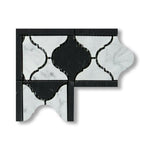 Carrara White Marble Polished Lantern Border Corner w/ Black Dots - American Tile Depot