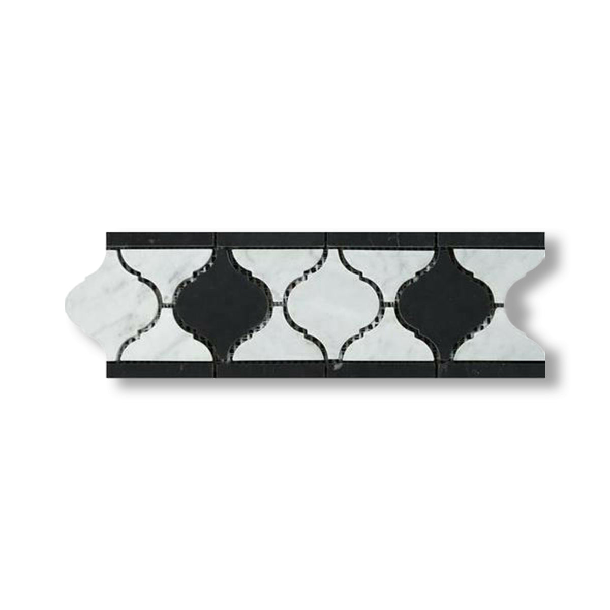 Carrara White Marble Polished Lantern Border w/ Black Dots - American Tile Depot