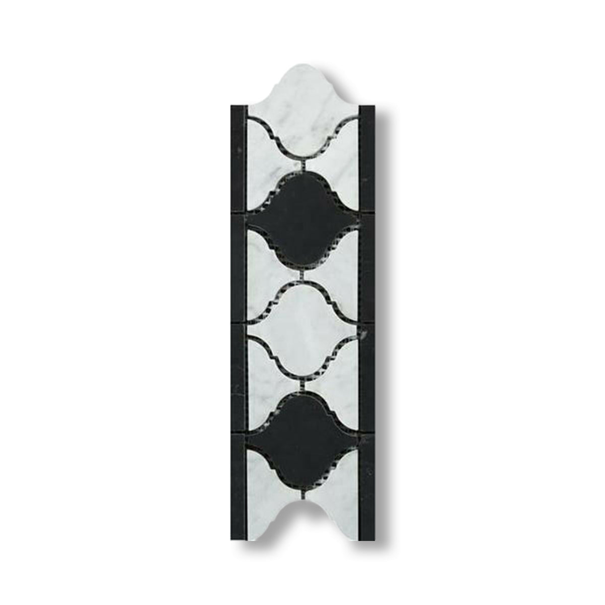 Carrara White Marble Polished Lantern Border w/ Black Dots - American Tile Depot