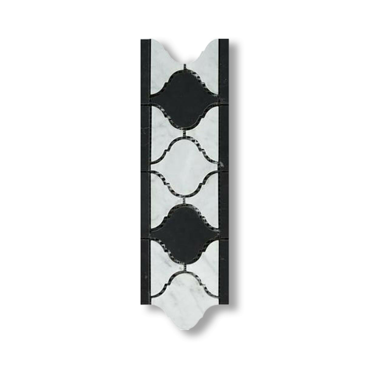 Carrara White Marble Polished Lantern Border w/ Black Dots - American Tile Depot