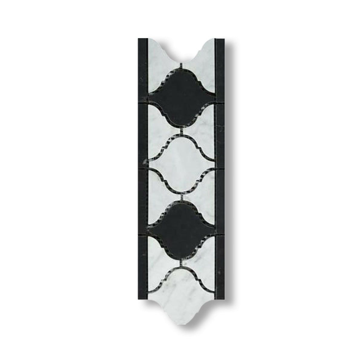 Carrara White Marble Polished Lantern Border w/ Black Dots - American Tile Depot