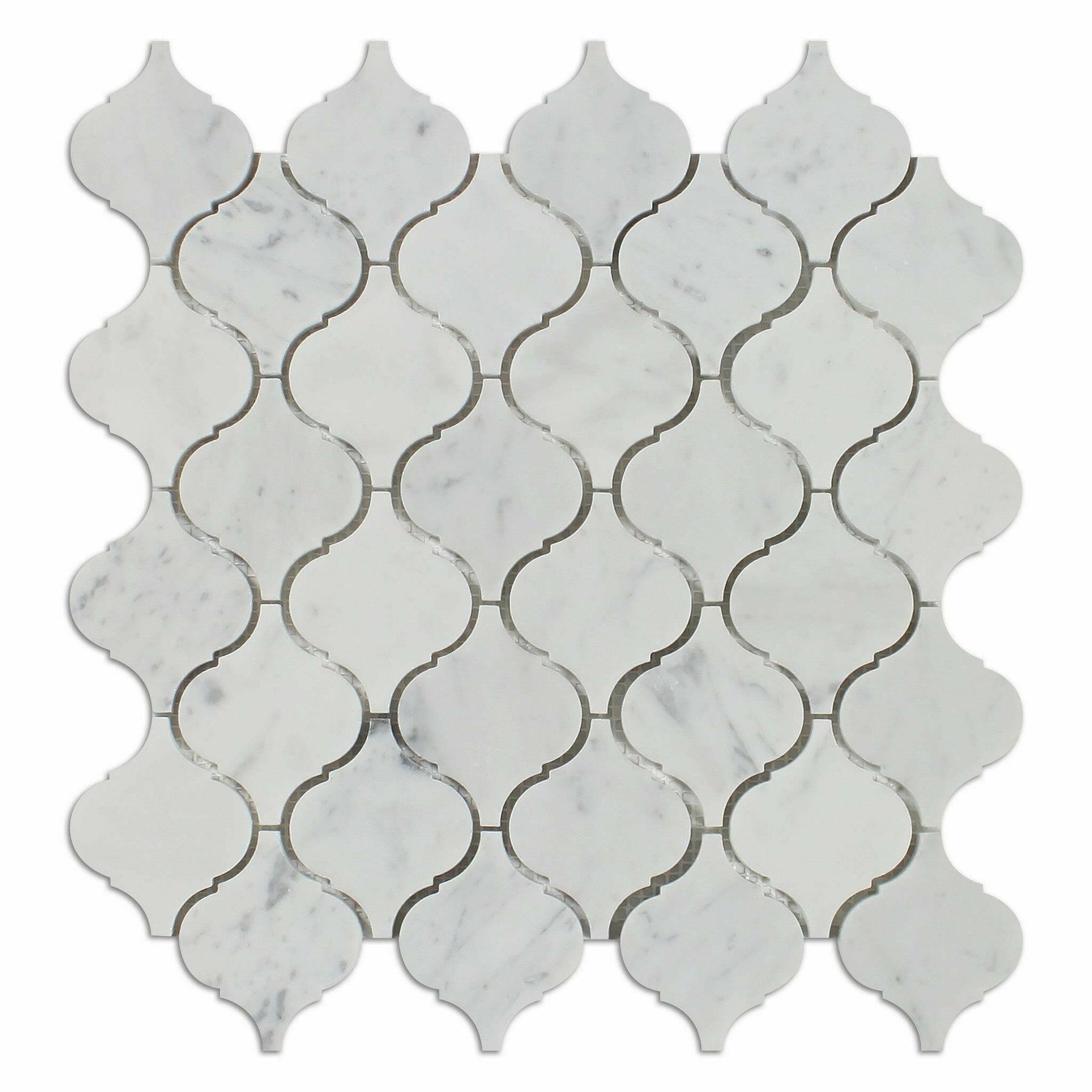 Carrara White Marble Honed Lantern Mosaic Tile Carrara White Marble Honed Lantern Mosaic Tile - American Tile Depot