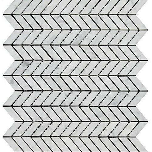 Carrara White Marble Honed Mini Chevron Mosaic Tile Carrara White Marble Honed Mini Chevron Mosaic Tile - American Tile Depot