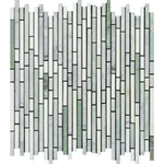 Carrara White Marble Honed Tricolor (Carrara + Thassos + Ming-Green) Bamboo Sticks Mosaic Carrara White Marble Honed Tricolor (Carrara + Thassos + Ming-Green) Bamboo Sticks Mosaic - American Tile Depot