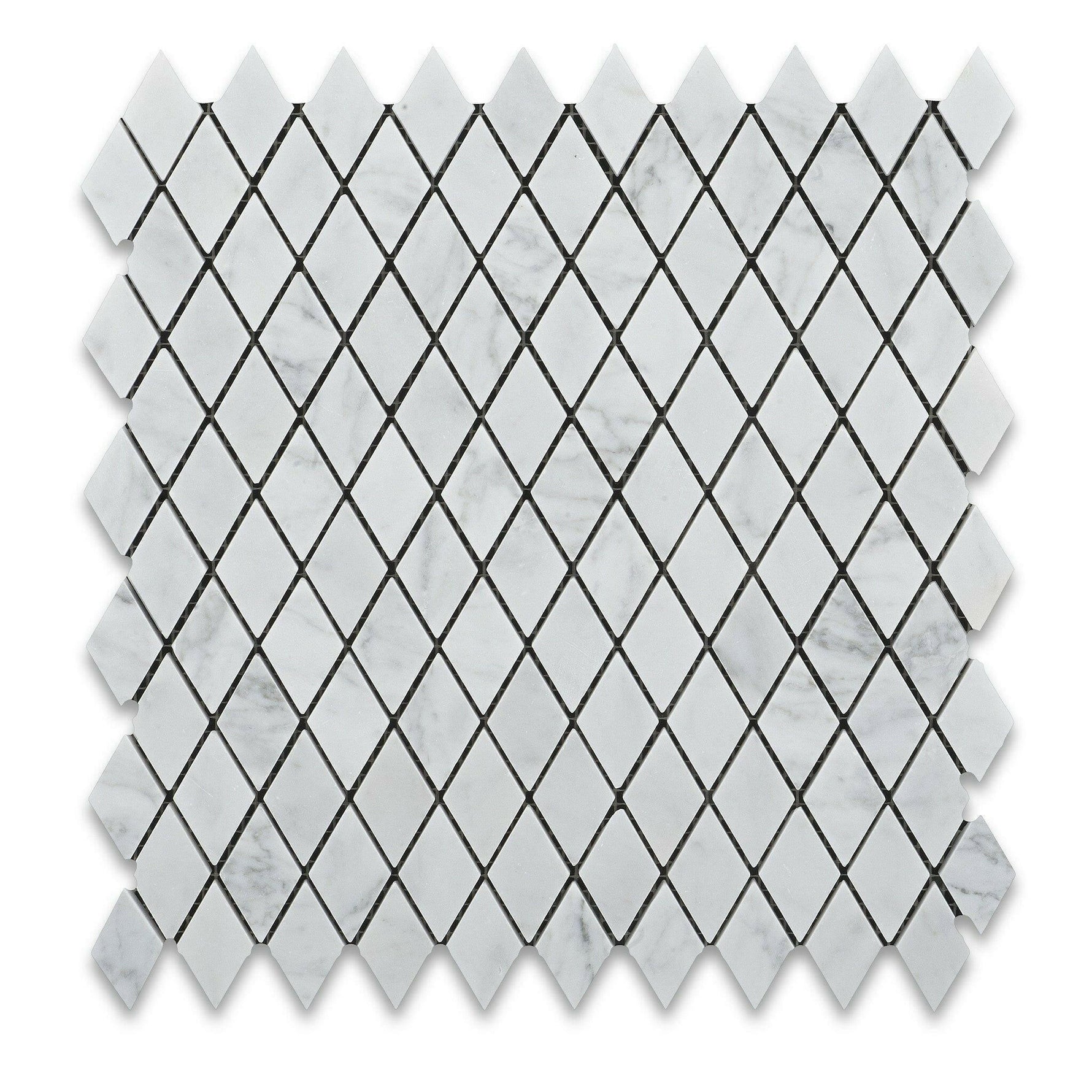 Carrara White Marble Polished 1" Diamond Mosaic Tile | FINAL SALE Carrara White Marble Polished 1" Diamond Mosaic Tile | FINAL SALE - American Tile Depot