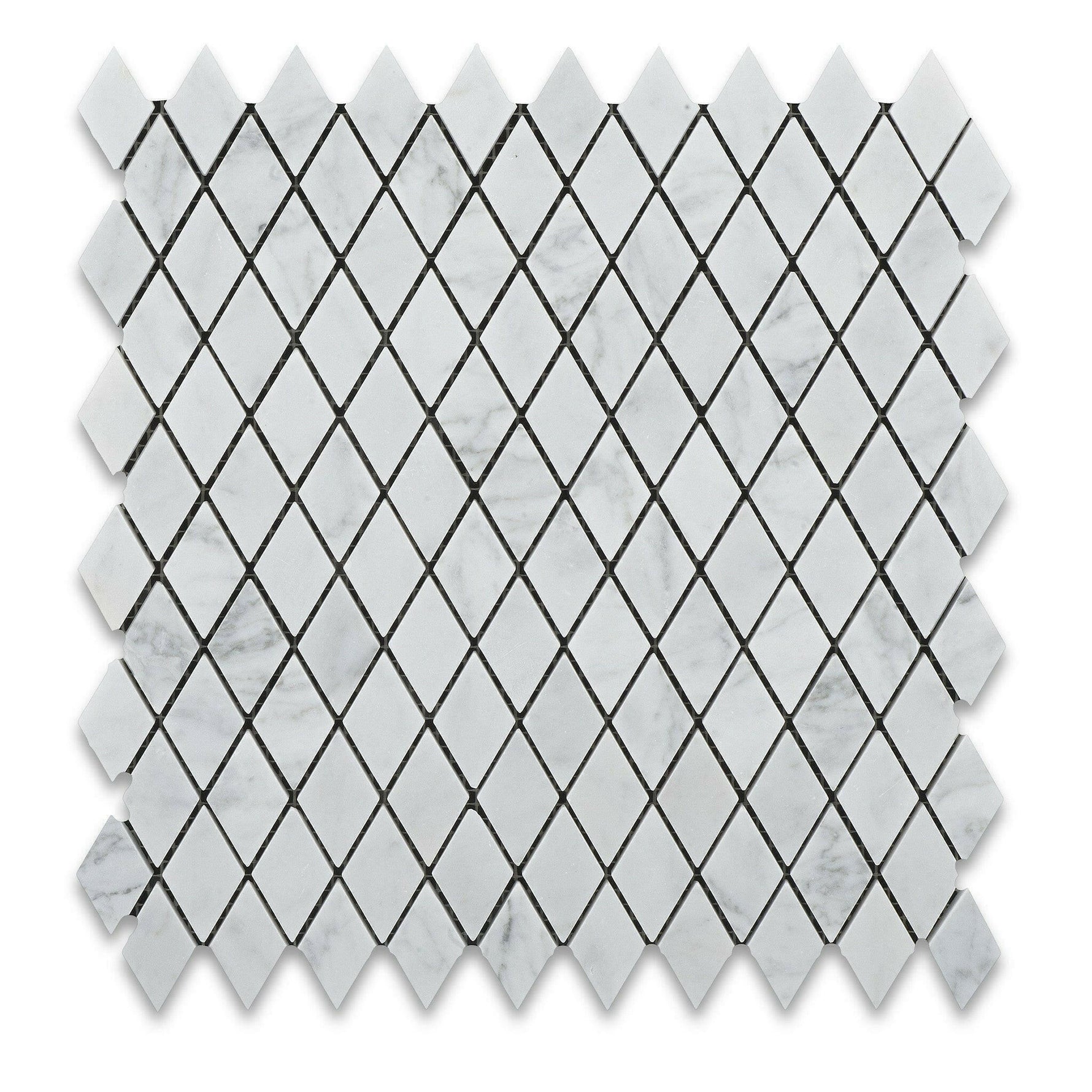 Carrara White Marble Polished 1" Diamond Mosaic Tile | FINAL SALE Carrara White Marble Polished 1" Diamond Mosaic Tile | FINAL SALE - American Tile Depot
