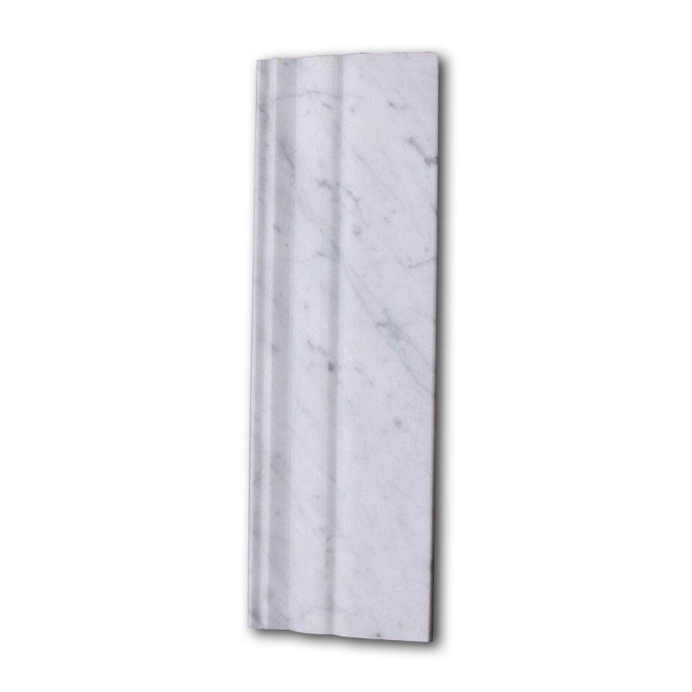 Carrara White Marble Polished 4" Baseboard Trim Molding Carrara White Marble Polished 4" Baseboard Trim Molding - American Tile Depot