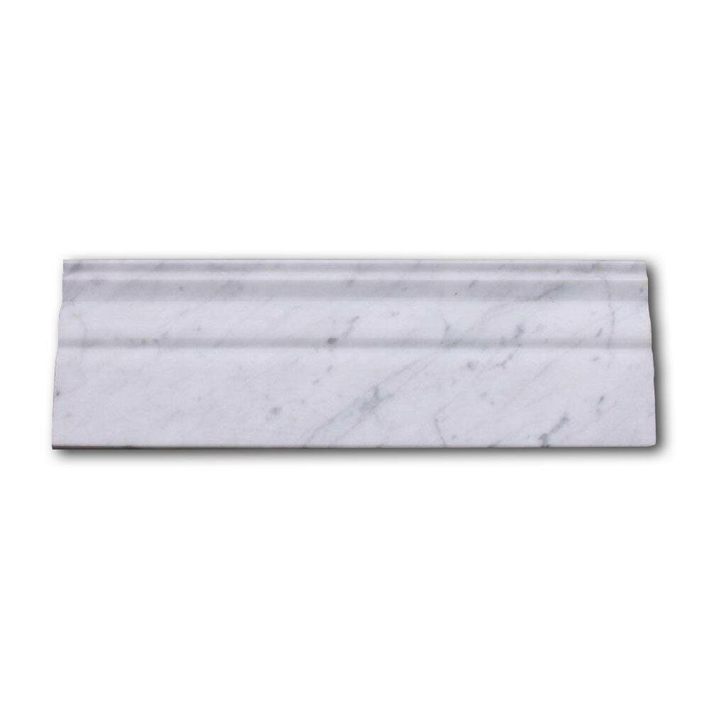 Carrara White Marble Polished 4" Baseboard Trim Molding Carrara White Marble Polished 4" Baseboard Trim Molding - American Tile Depot