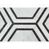 Carrara White Marble Polished 5" Hexagon Combination Mosaic Tile w/ Black Border - American Tile Depot