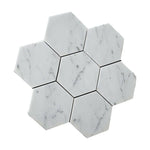 Carrara White Marble Polished 5" Large Hexagon Mosaic Tile - American Tile Depot