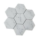 Carrara White Marble Polished 5" Large Hexagon Mosaic Tile - American Tile Depot