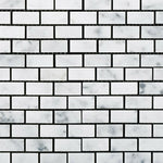 Carrara White Marble Polished Baby Brick Mosaic Tile | FINAL SALE Carrara White Marble Polished Baby Brick Mosaic Tile | FINAL SALE - American Tile Depot