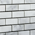 Carrara White Marble Polished Baby Brick Mosaic Tile | FINAL SALE Carrara White Marble Polished Baby Brick Mosaic Tile | FINAL SALE - American Tile Depot