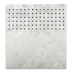 Carrara White Marble Polished Basketweave Mosaic Tile w/ Black Dots | FINAL SALE Carrara White Marble Polished Basketweave Mosaic Tile w/ Black Dots | FINAL SALE - American Tile Depot
