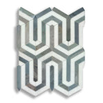 Carrara White Marble Polished Berlinetta Mosaic Tile w/ Blue-Gray Strips - American Tile Depot