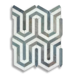 Carrara White Marble Polished Berlinetta Mosaic Tile w/ Blue-Gray Strips - American Tile Depot