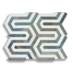 Carrara White Marble Polished Berlinetta Mosaic Tile w/ Blue-Gray Strips - American Tile Depot