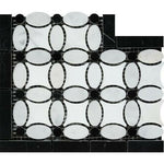 Carrara White Marble Polished Florida Flower Border Corner w/ Black Dots Carrara White Marble Polished Florida Flower Border Corner w/ Black Dots - American Tile Depot