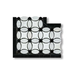 Carrara White Marble Polished Florida Flower Border Corner w/ Black Dots - American Tile Depot