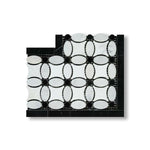 Carrara White Marble Polished Florida Flower Border Corner w/ Black Dots - American Tile Depot