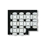 Carrara White Marble Polished Florida Flower Border Corner w/ Black Dots - American Tile Depot
