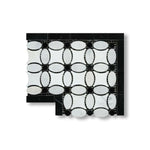 Carrara White Marble Polished Florida Flower Border Corner w/ Black Dots - American Tile Depot