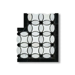Carrara White Marble Polished Florida Flower Border Corner w/ Black Dots - American Tile Depot