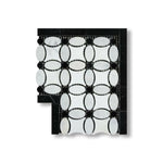 Carrara White Marble Polished Florida Flower Border Corner w/ Black Dots - American Tile Depot