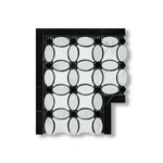 Carrara White Marble Polished Florida Flower Border Corner w/ Black Dots - American Tile Depot