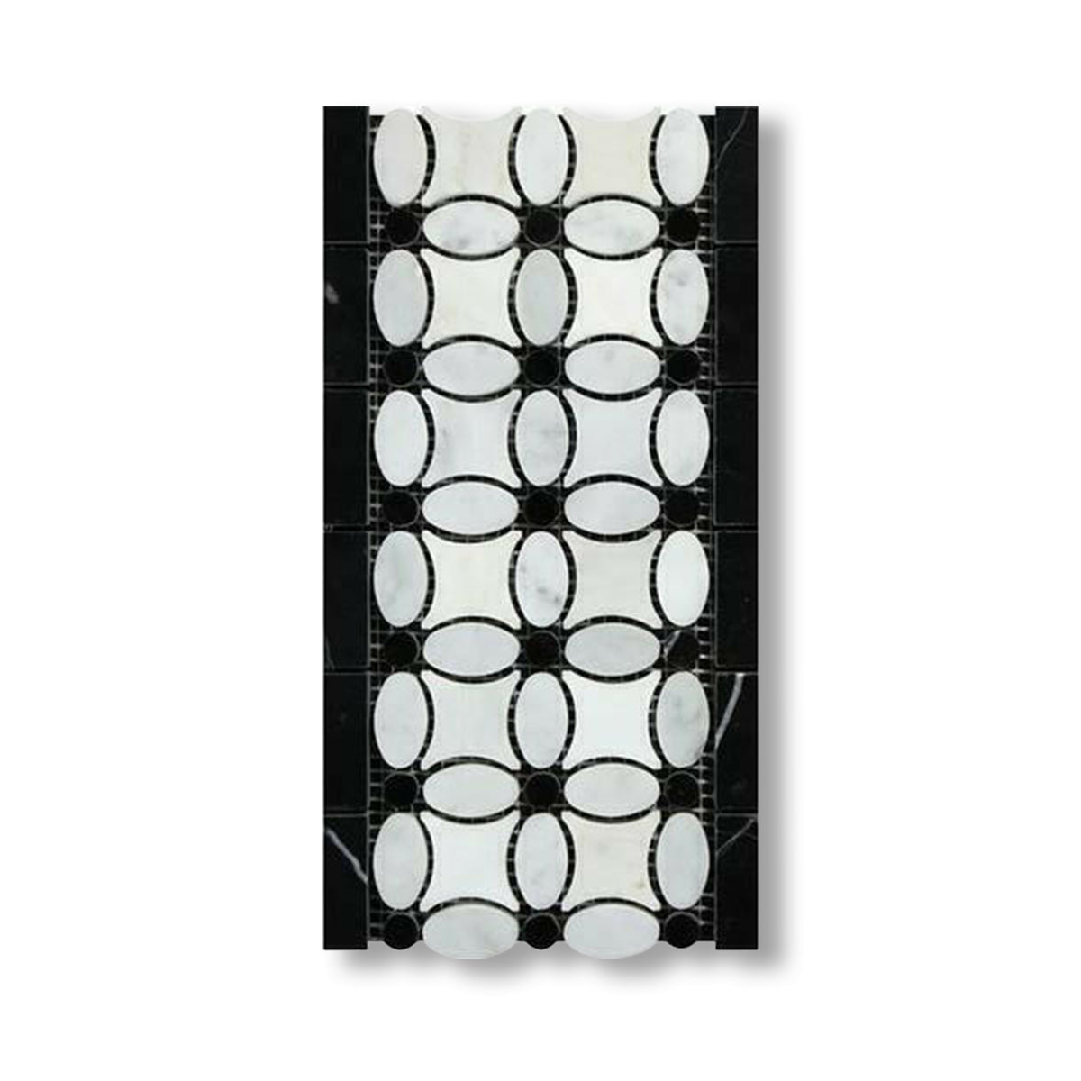 Carrara White Marble Polished Florida Flower Border w/ Black Dots - American Tile Depot