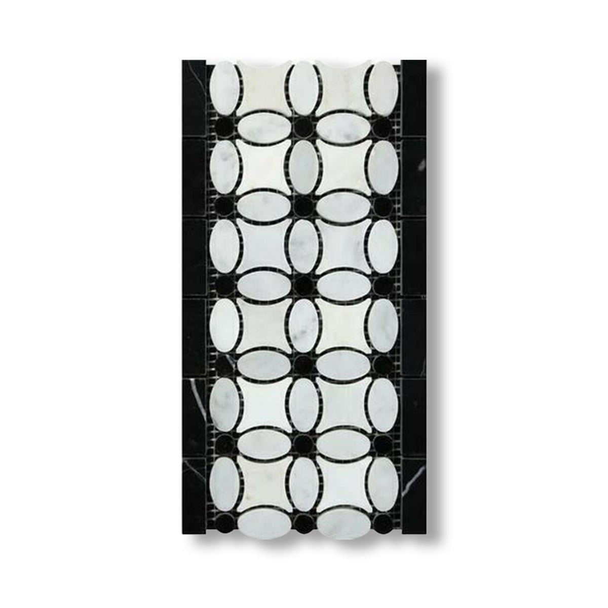 Carrara White Marble Polished Florida Flower Border w/ Black Dots - American Tile Depot