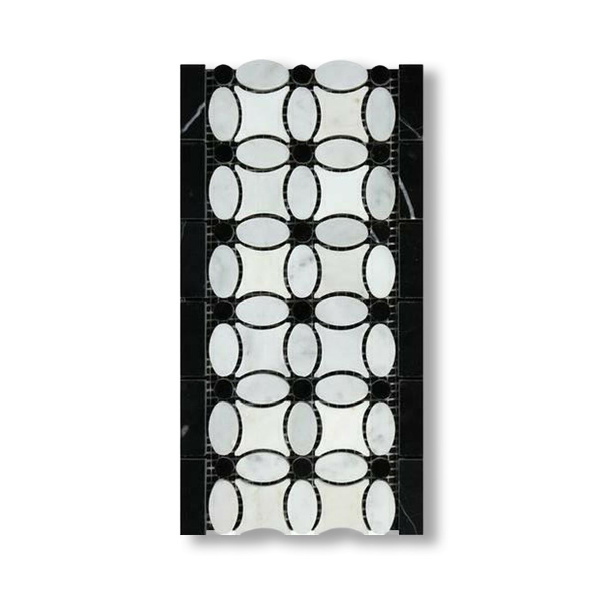 Carrara White Marble Polished Florida Flower Border w/ Black Dots - American Tile Depot