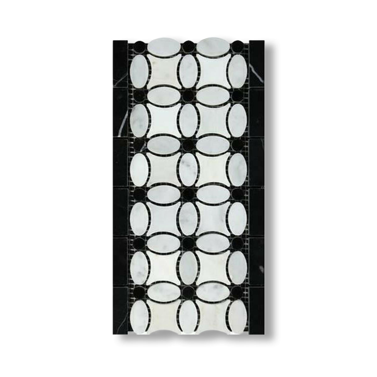 Carrara White Marble Polished Florida Flower Border w/ Black Dots - American Tile Depot
