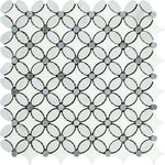Carrara White Marble Polished Florida Flower Mosaic Tile w/ Blue-Gray Dots Carrara White Marble Polished Florida Flower Mosaic Tile w/ Blue-Gray Dots - American Tile Depot