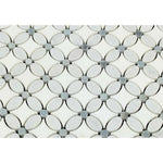 Carrara White Marble Polished Florida Flower Mosaic Tile w/ Blue-Gray Dots Carrara White Marble Polished Florida Flower Mosaic Tile w/ Blue-Gray Dots - American Tile Depot