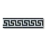 Carrara White Marble Honed Greek Key Border w/ Black Dots - American Tile Depot