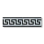 Carrara White Marble Honed Greek Key Border w/ Black Dots - American Tile Depot