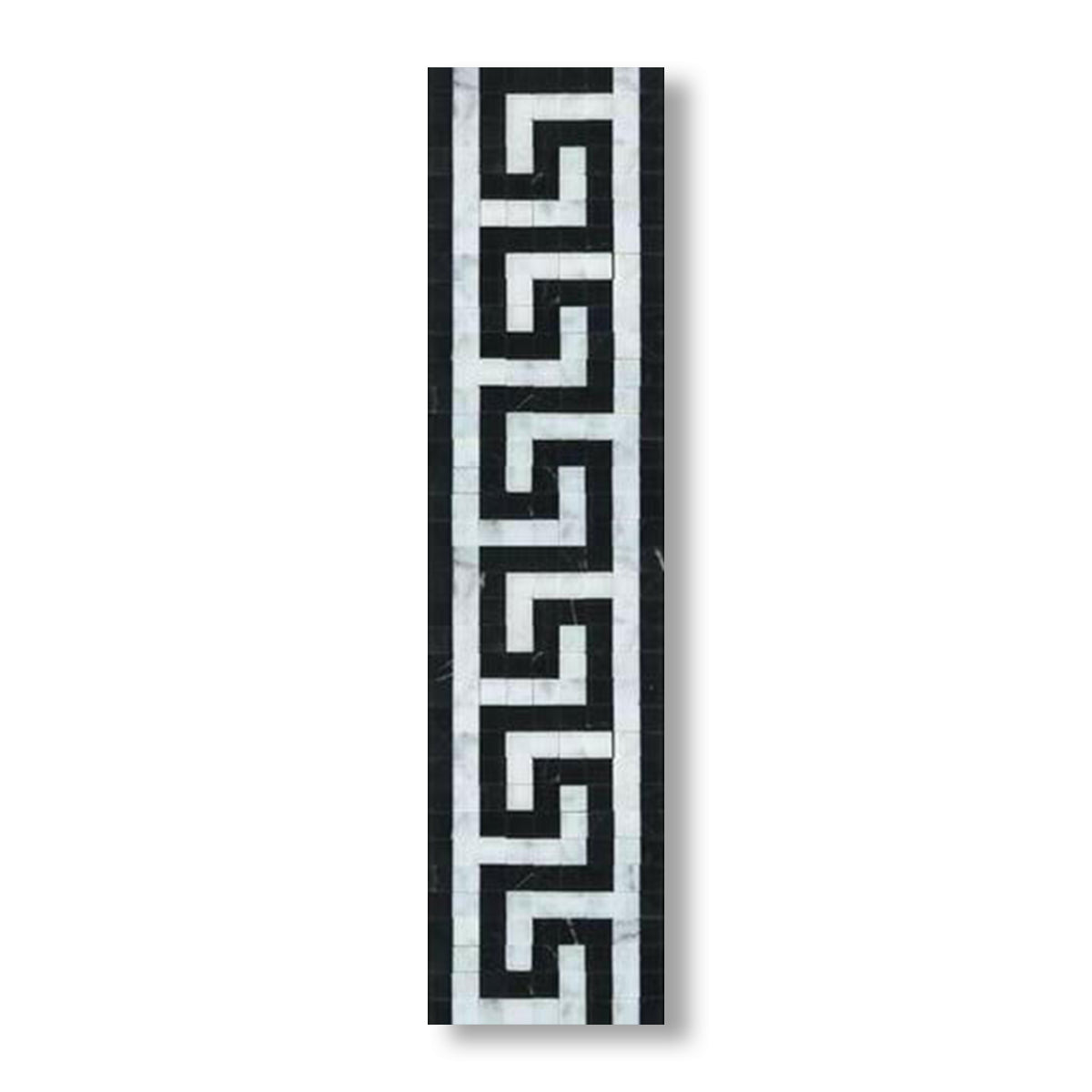 Carrara White Marble Honed Greek Key Border w/ Black Dots - American Tile Depot