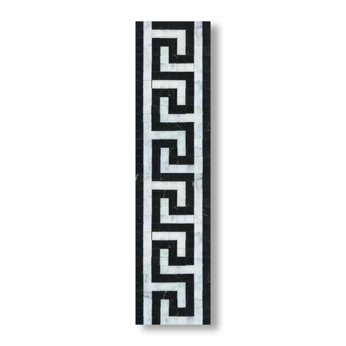 Carrara White Marble Honed Greek Key Border w/ Black Dots - American Tile Depot